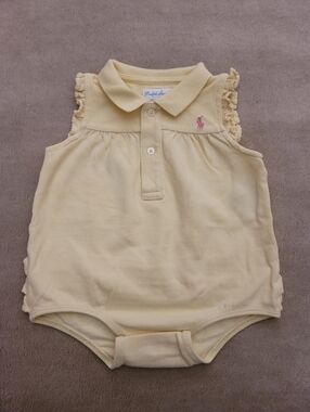 Ralph Lauren Baby Girl Yellow Bubble Romper Size 9 Months